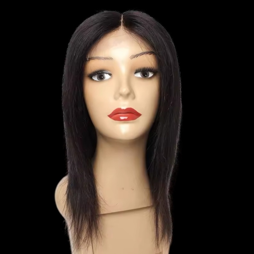 Natural Black straight human Hair wig 16/18”
